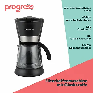 Кофеварка Progress EK6160PVDE 1.5 л 1080 Вт черная synthetic.ua - Фото 1