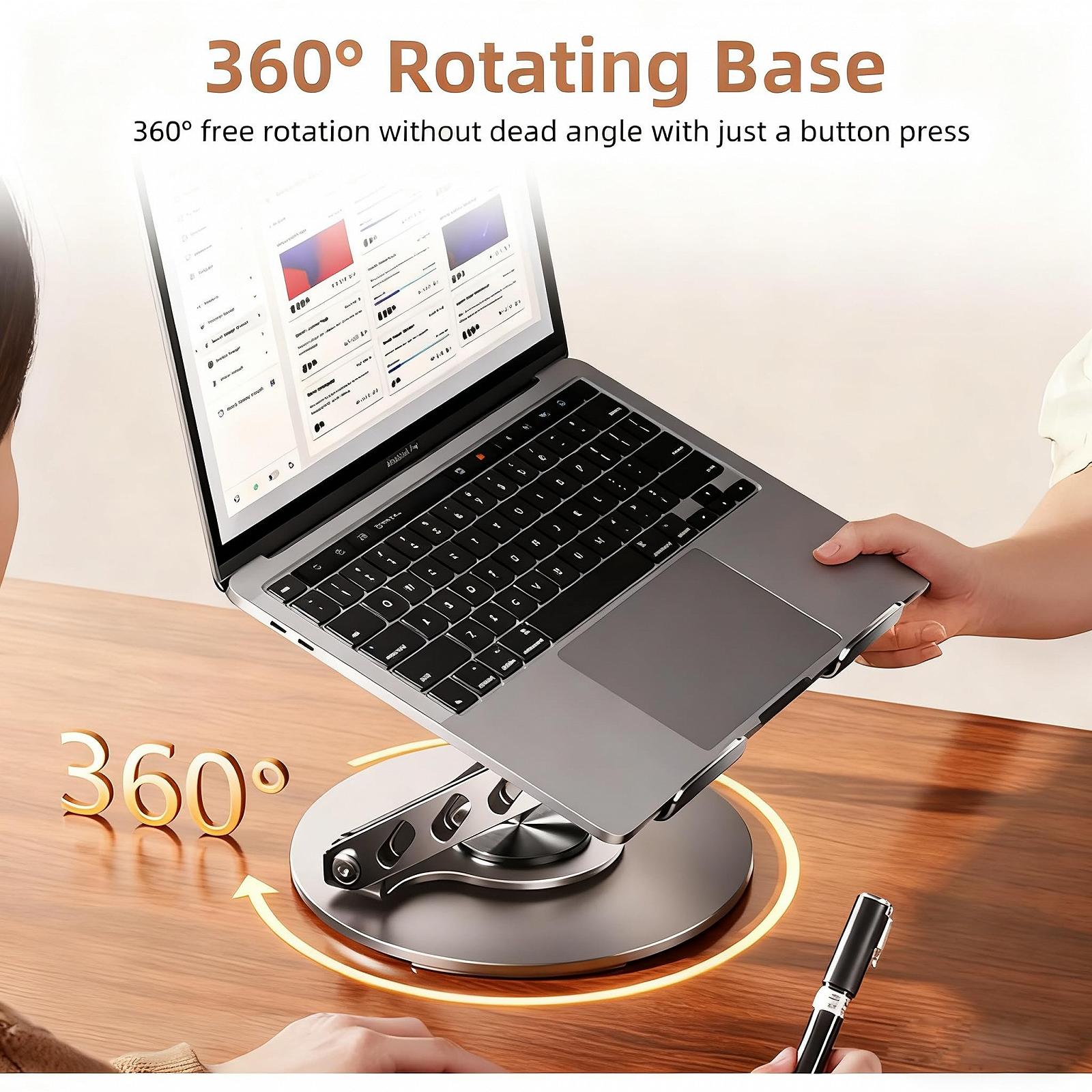 Підставка для ноутбука 3600 Регульована по висоті Металеваз подвійною підтримкою Ергономічна, фото №2