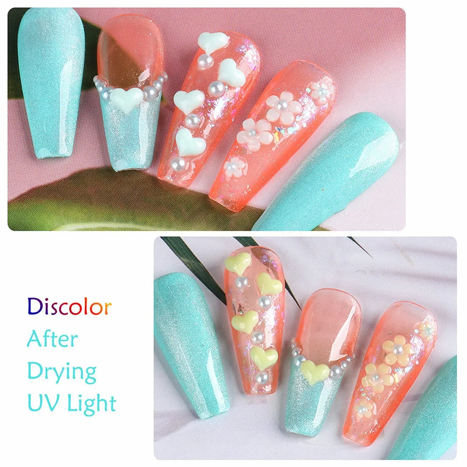 Наклейки для нігтів Прикраса для нігтів Серце 3D Ефект Міні Прикраса для нігтів Серце Фіолетовий, 40 шт/бокс, фото №5