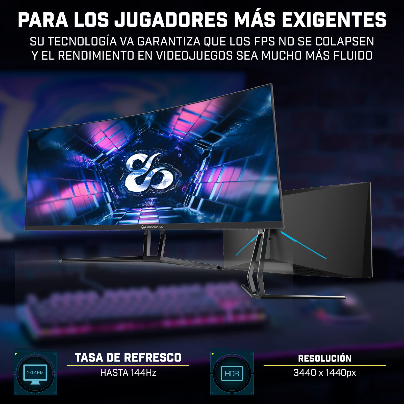 Монітор Newskill Icarus 34 дюйми WQHD 144Hz Gaming, фото №4