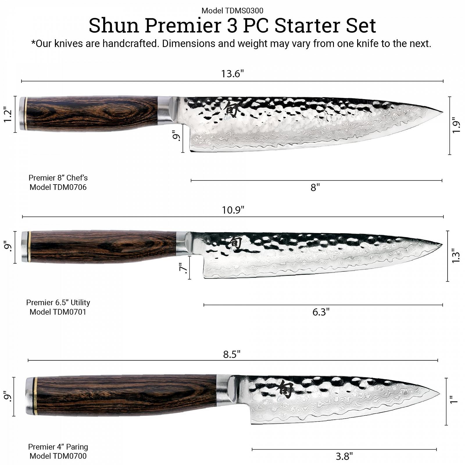 Набір кухонних ножів Shun Premier Стартовий набір 3 шт Сріблястий, фото №6