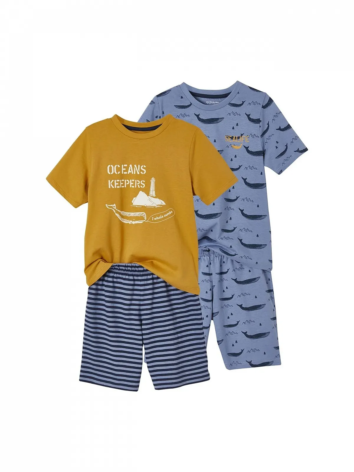 Шорти для піжами Vertbaudet для хлопчиків Whales, Oeko-Tex Комплект з 2 штук, фото №1