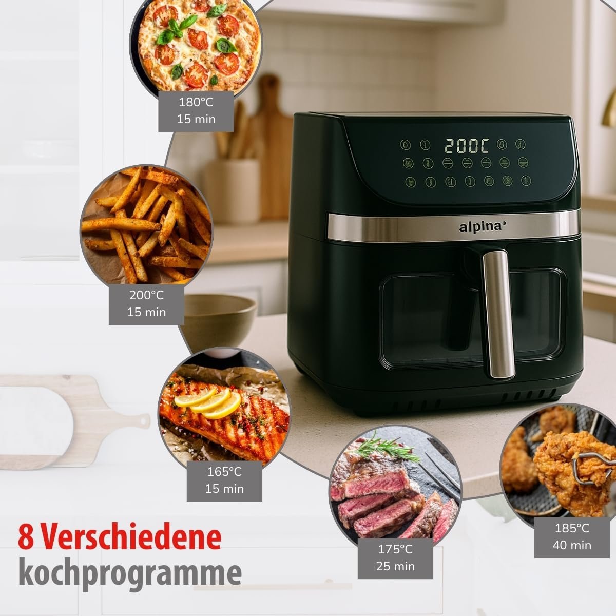Мультипіч alpina Airfryer XXL 9 л Чорна, фото №6