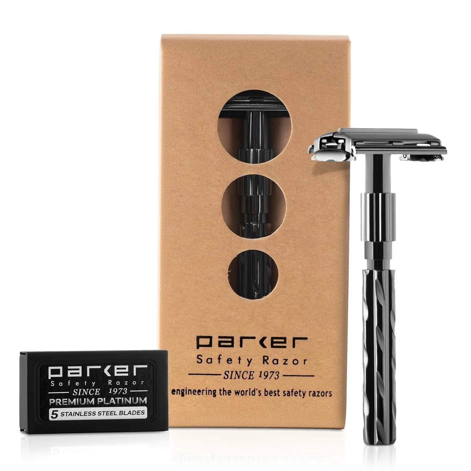 Безопасная бритва Parker 22R + 5 лезвий, фото №3 Безопасная бритва Parker 22R + 5 лезвий, фото №3