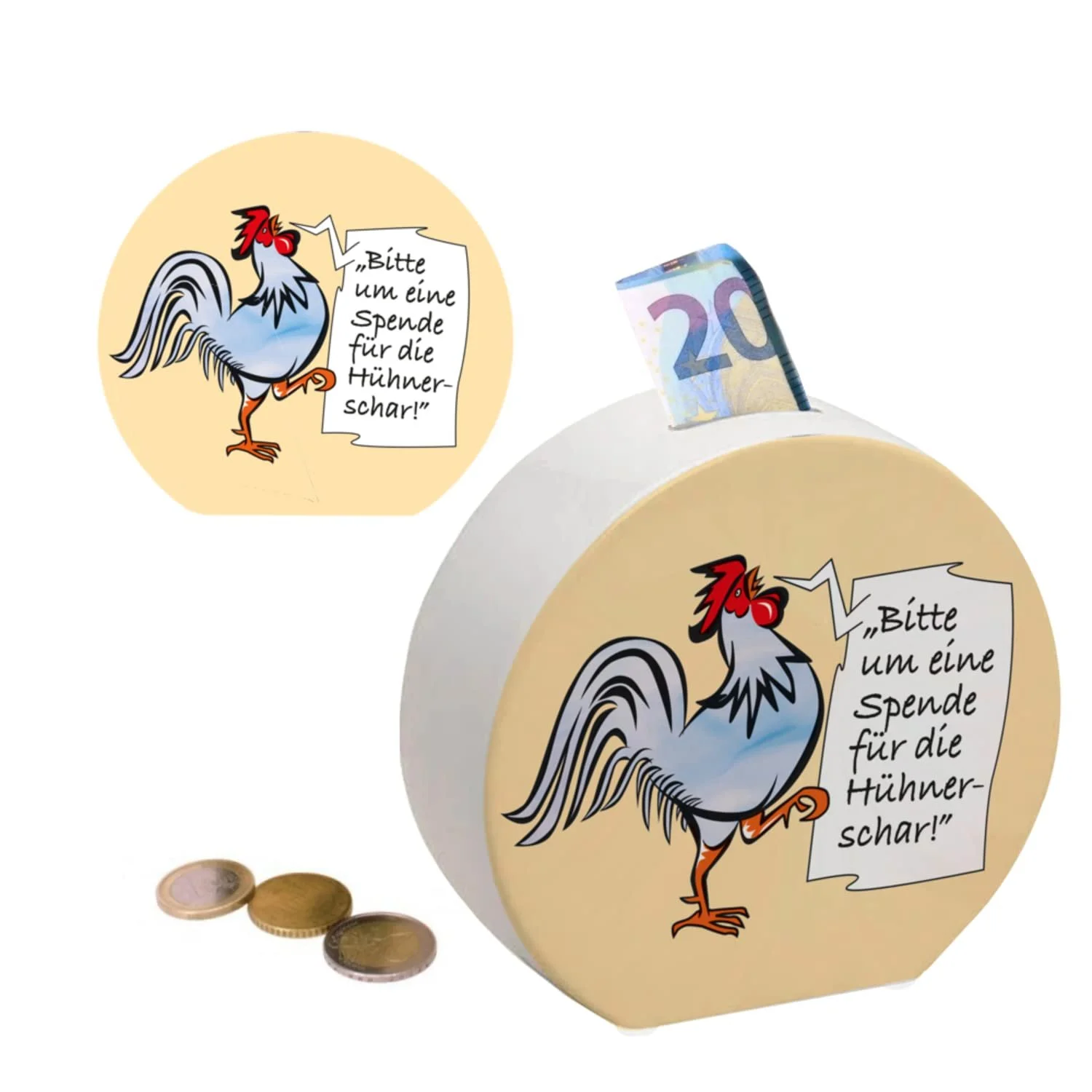 Скарбничка з мотивом півня синя зі смішним написом, фото №4