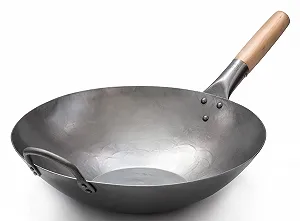 Сковорідка-Wok Craft Wok 731W316 Плоский з карбонової сталі ручної ковки з дерев'яною та сталевою ручкою 35 см Плоский 731W316 - Фото 1