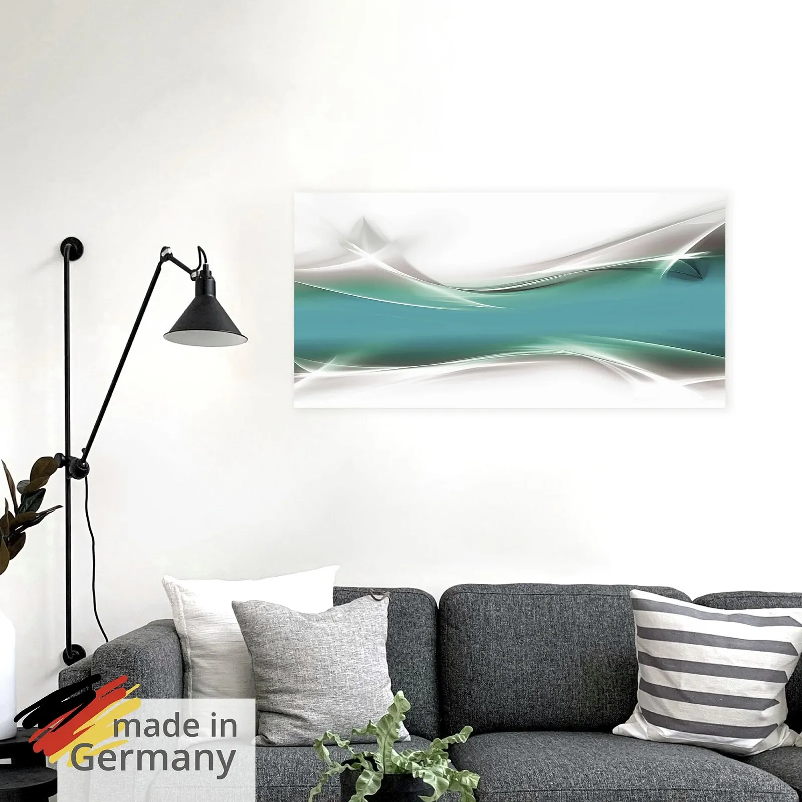 Настінна наклейка ARTland T9FA Самоклеюча вінілова плівка 100 x 50 см Абстрактне мистецтво Хвиля Сучасний візерунок Петроль Бірюзовий, фото №5