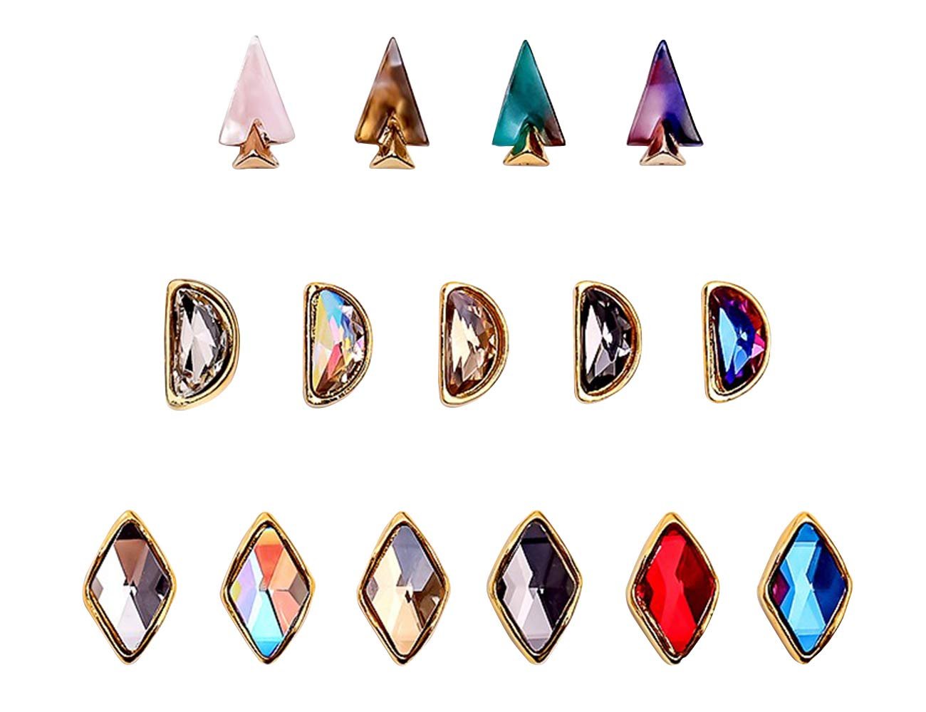 Стрази для нігтів Elitzia ETA1115, 3 форми, 15 штук в упаковці, фото №1