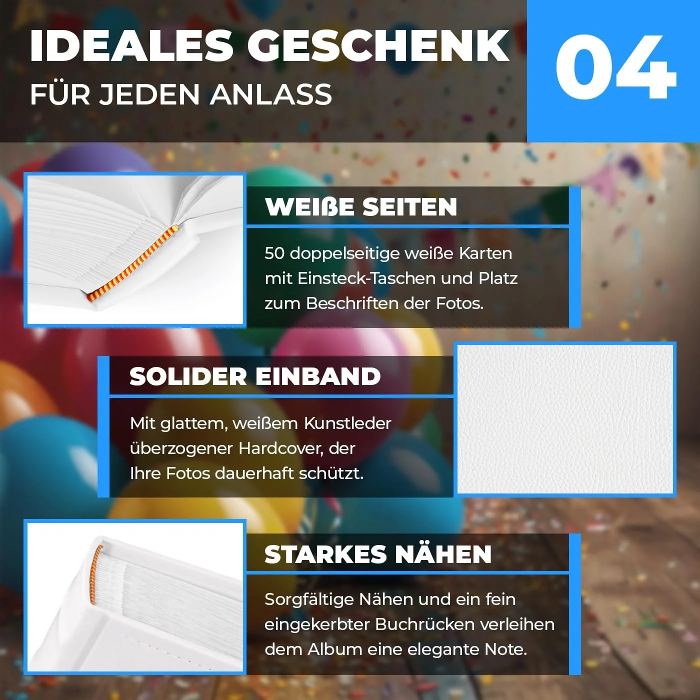 Альбом для фотографий Maverton 500 фотографий 10x15 см 33x33 см Белый, фото №5 Альбом для фотографий Maverton 500 фотографий 10x15 см 33x33 см Белый, фото №5