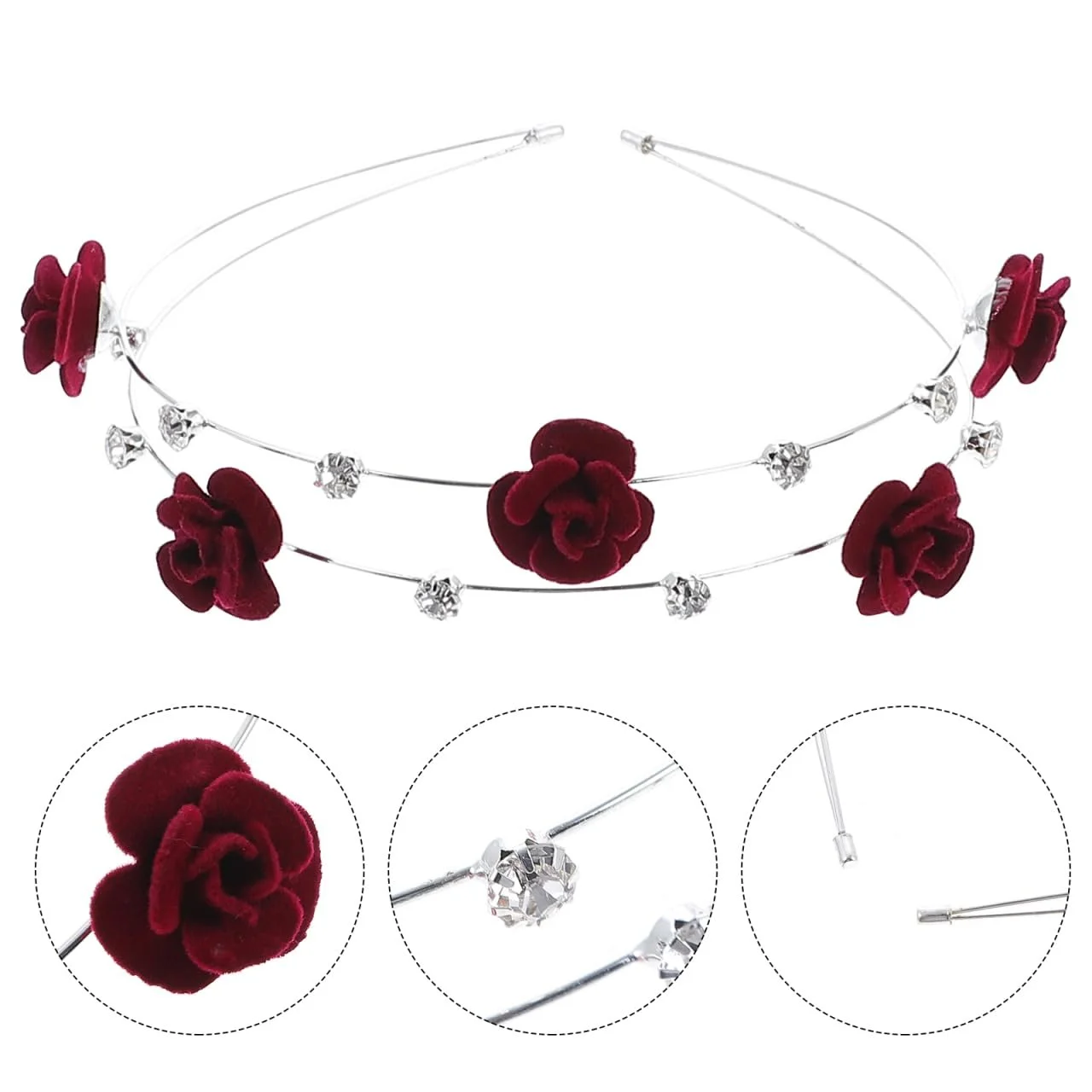 Обруч для волосся подвійний Beaupretty з блискучими стразами, фото №9