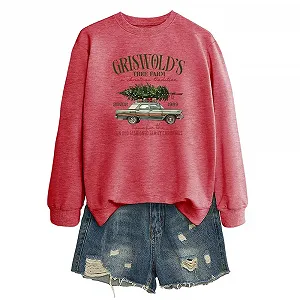 Женская Толстовка MLZHAN Girswold's Tree Farm Рождественский свитер, забавная старомодная семейная рождественская рубашка с длинными рукавами, топы synthetic.ua - Фото 1