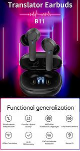 TWS B11, BT5.0 TWS Гарнітура-перекладач з шумозаглушенням і цифровим дисплеєм, підтримка 74 мов і 70 акцентів, інтелектуальні (Чорний) synthetic.ua - Фото 1