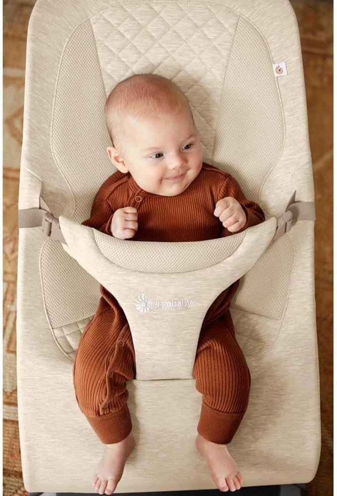 Детский шезлонг Ergobaby 3-в-1 Evolve Bouncer с рождения до малышей качели с вкладышем для новорожденных Кремовой, фото №6