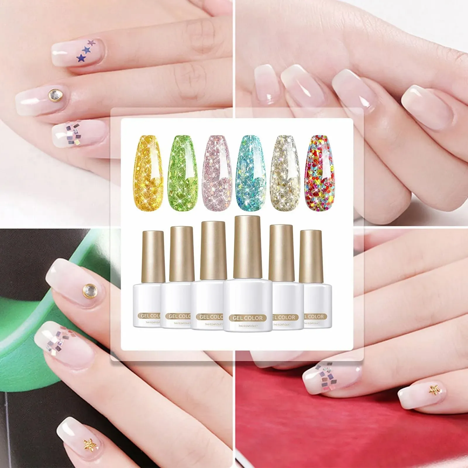 Гель-лак с блестками, 7 мл, 6 цветов, фото №8 Гель-лак с блестками, 7 мл, 6 цветов, фото №8