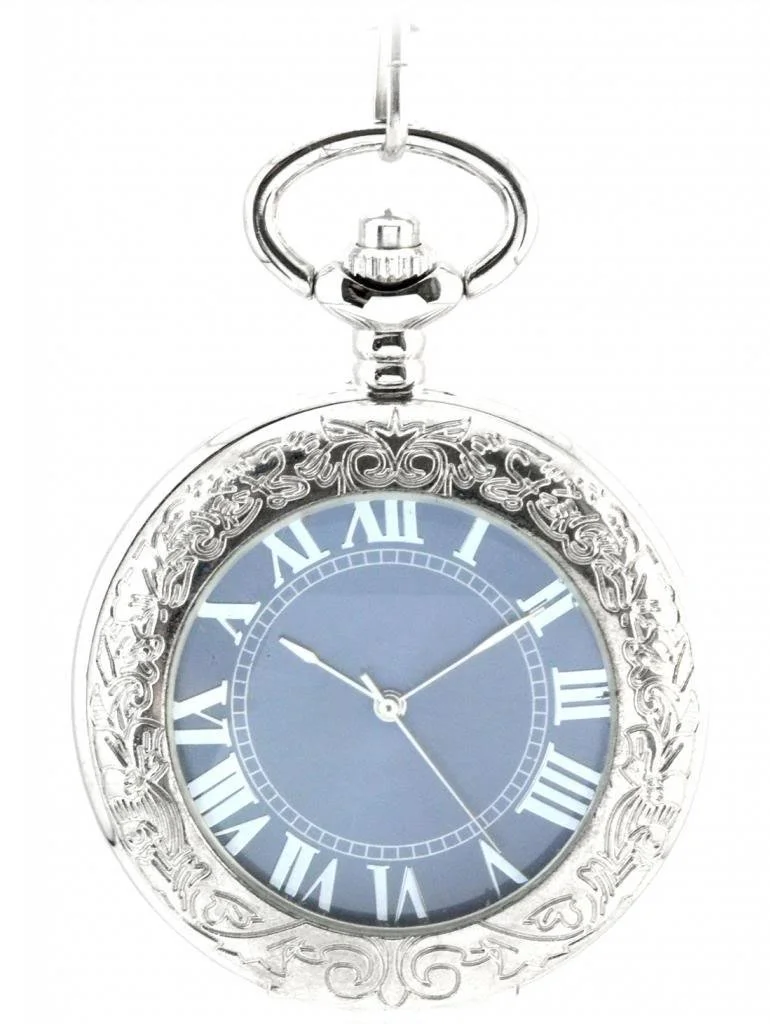 Карманные часы с ручным заводом Unendlich U Fashion Retro Механические Скелетон с цепочкой и увеличительным стеклом Серебристый, серебристый, Античная отделка, фото №1