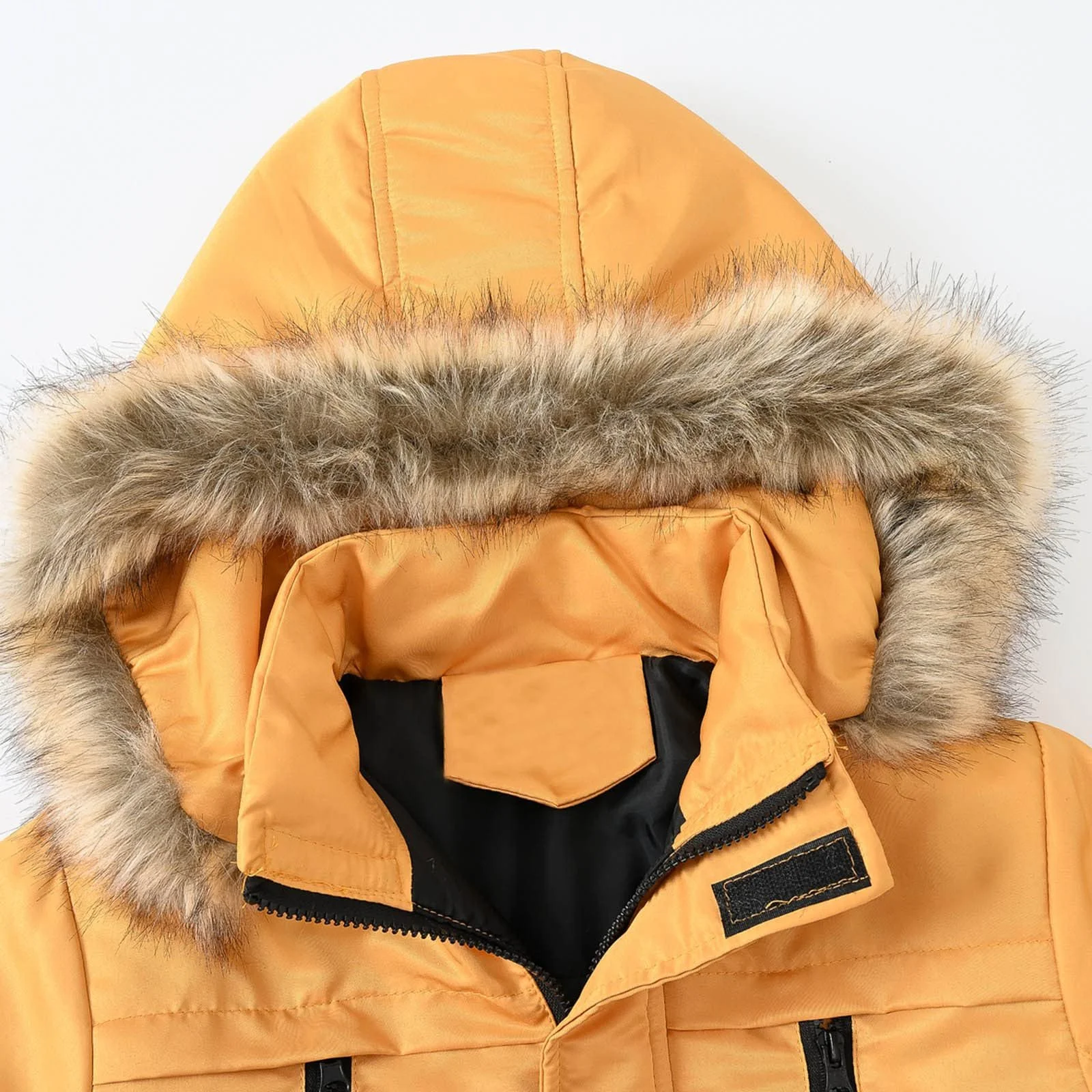 Пальто зимове для хлопчиків з капюшоном, кишенями, вітрозахисне, тепле, фото №5