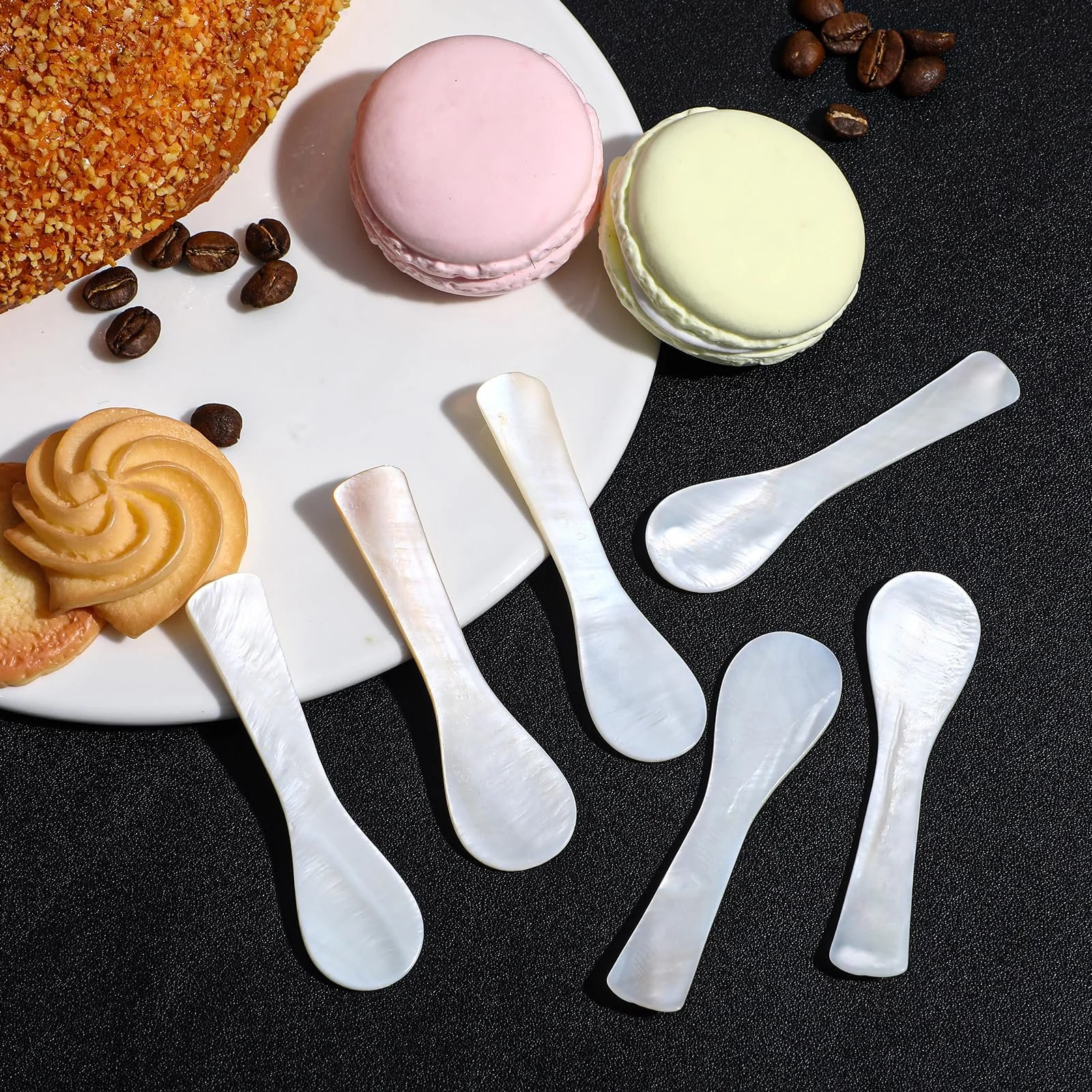 Набор перламутровых ложек 6 шт Классические ложки для икры 7 см Перламутровая ложка ручной работы Перламутровые маленькие ложки для икры, яиц, мороженого, кофе, фото №7