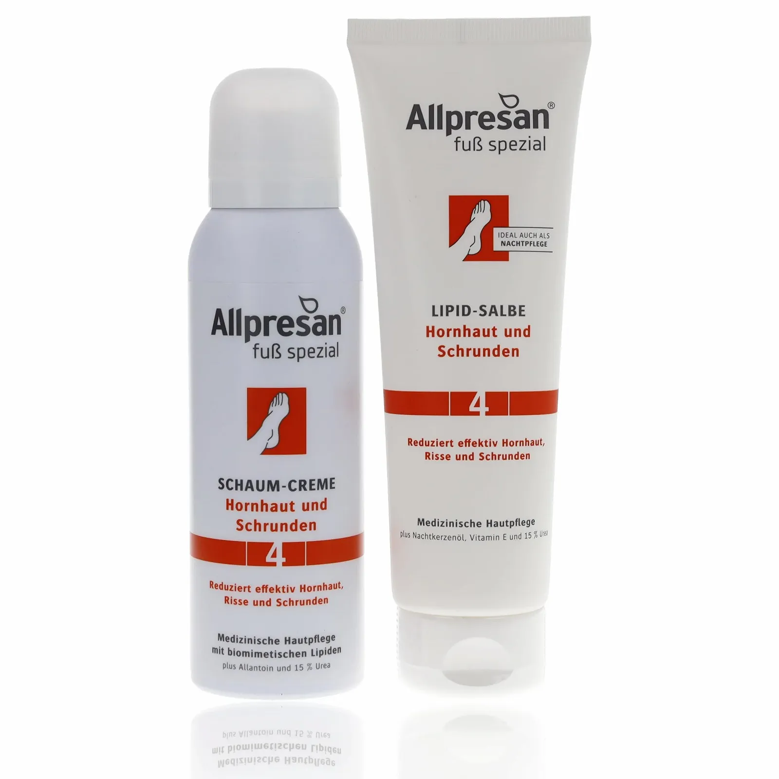 Набор для ухода за ногами Allpresan Fuß Spezial No. 4 от мозолей и трещин пена-крем 125 мл и липидная мазь 125 мл, фото №1
