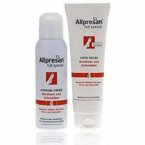 Набор для ухода за ногами Allpresan Fuß Spezial No. 4 от мозолей и трещин пена-крем 125 мл и липидная мазь 125 мл - Фото 1