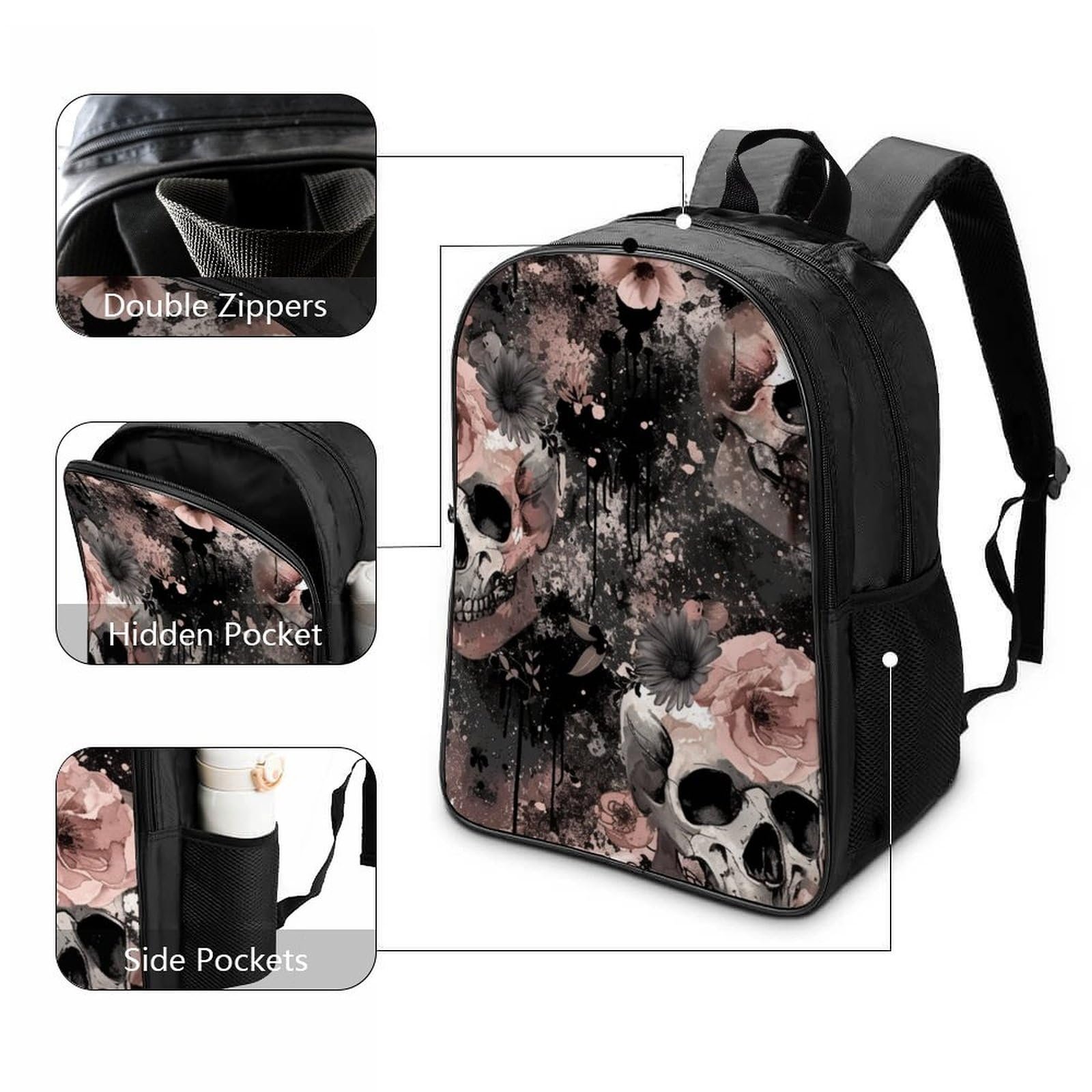 Рюкзак DPEOANEBN Череп 3D 40x28x16 см, фото №3