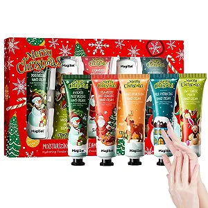 Крем для рук Набор Рождество, 5 шт Парфюмированный крем для рук, увлажняющий крем для рук и ног для сухой и потрескавшейся кожи рук, большой набор лосьона для рук для очень сухой кожи - Фото 1