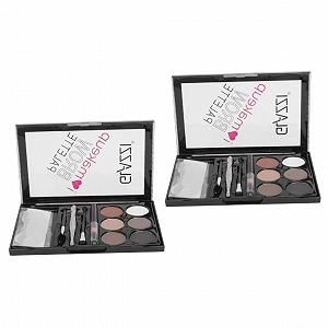 Набор FOMIYES 2 шт для бровей с пудрой Воспламененная Помада Матовые и Мерцающие Тени для век Щетка для бровей - Фото 1