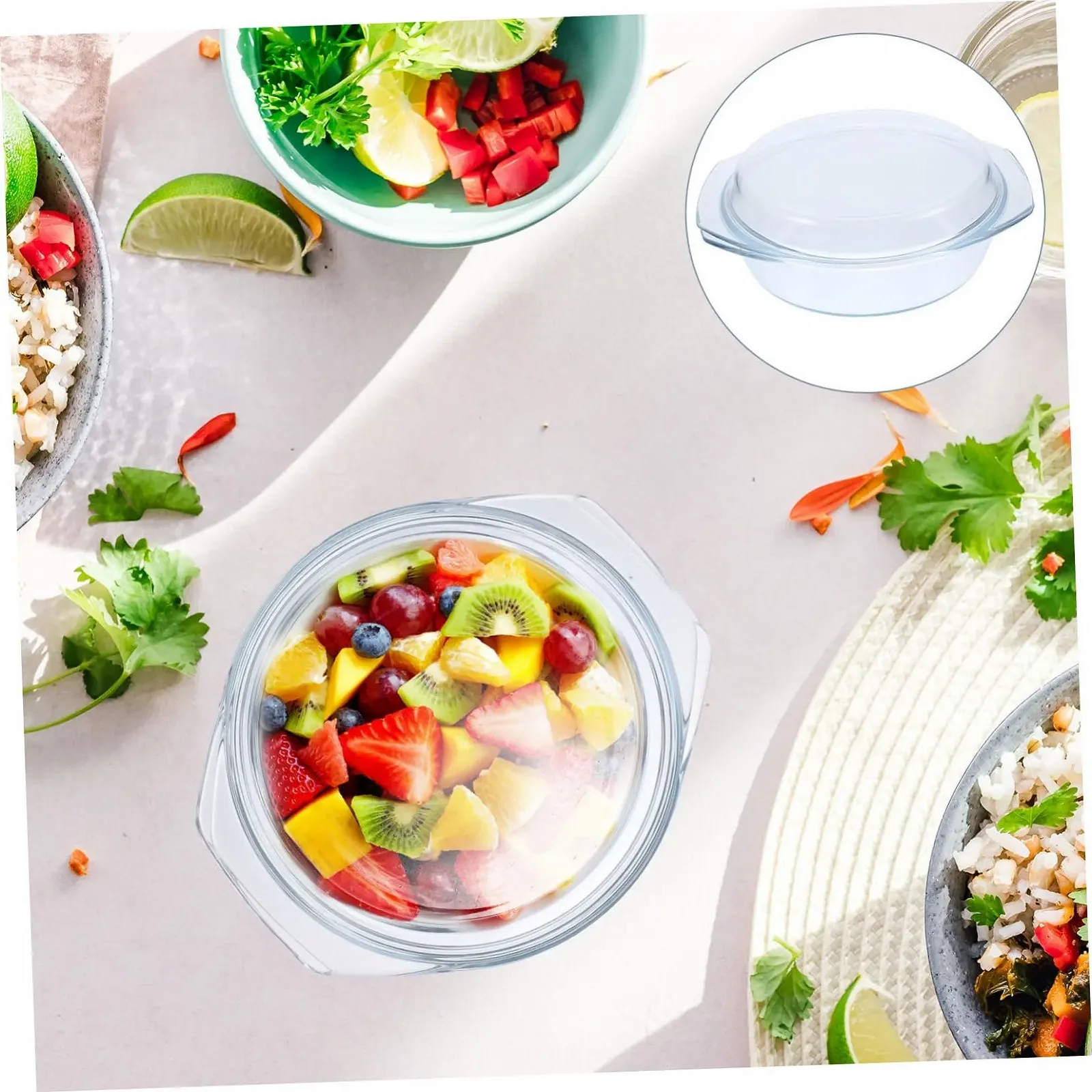 Кастрюля стеклянная с крышкой Прозрачная, фото №7