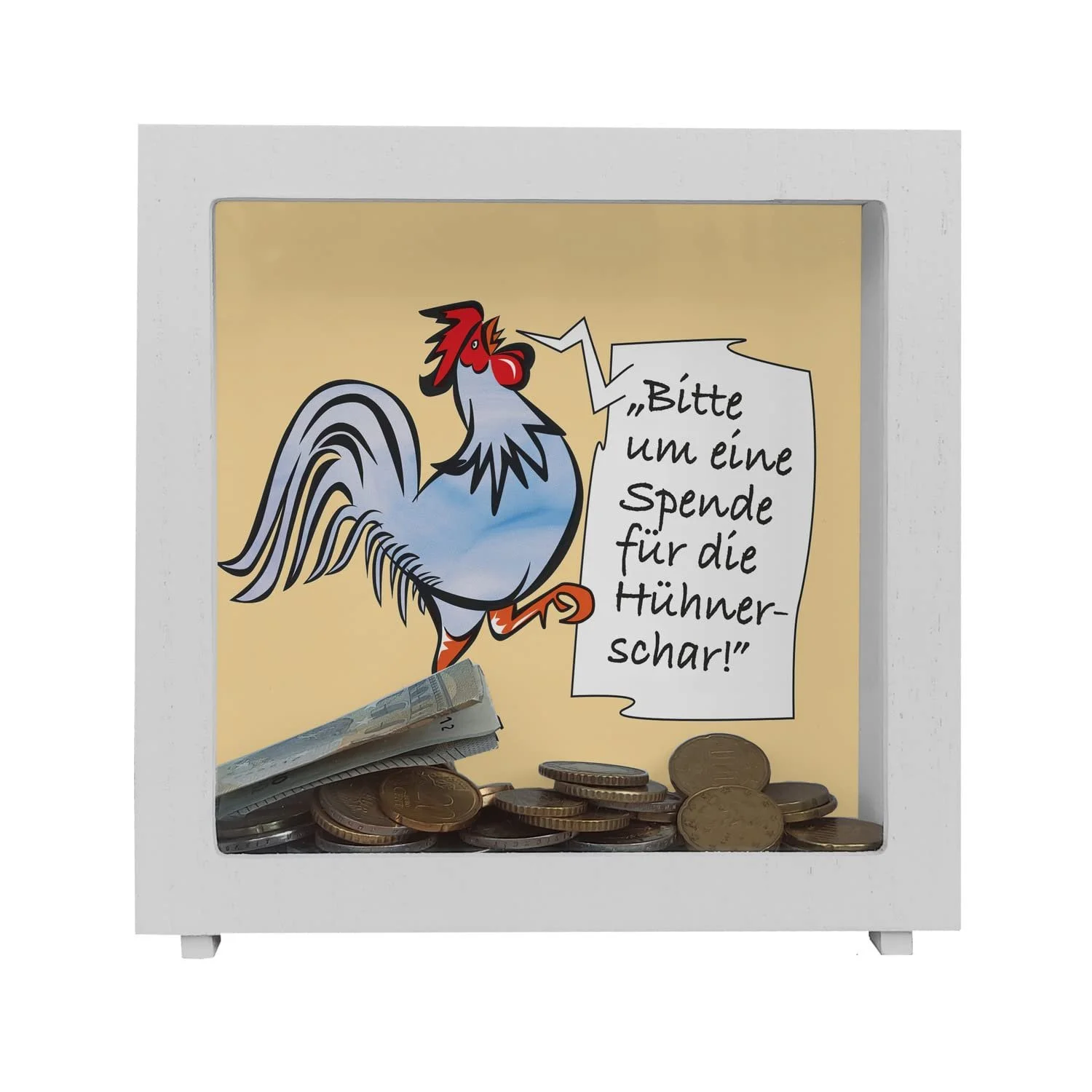 Скарбничка дерев'яна Півень синій з написом, фото №3