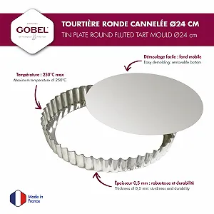 Форма для тарта Gobel 240 мм Круглая Рифленая Со съемным дном synthetic.ua - Фото 1