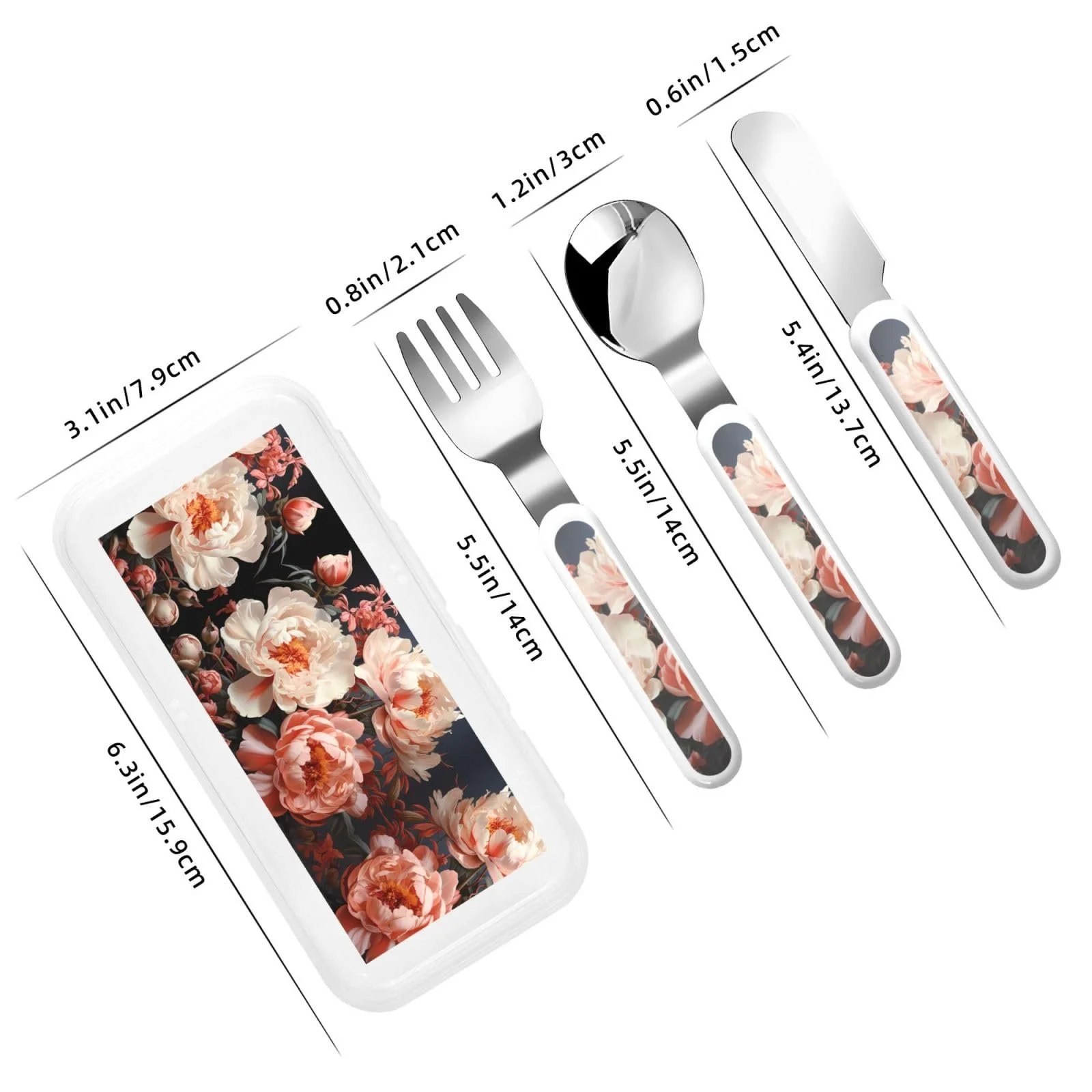 Дитячий набір Bright White Peonies з принтом, три предмети, багаторазовий, фото №3 Дитячий набір Bright White Peonies з принтом, три предмети, багаторазовий, фото №3