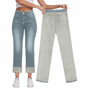 Купити Жіночі джинси з флісовою підкладкою bgyujn, зимові, з високою посадкою, прямі штанини - Фото 1 Жіночі джинси з флісовою підкладкою bgyujn, зимові, з високою посадкою, прямі штанини - Фото 1