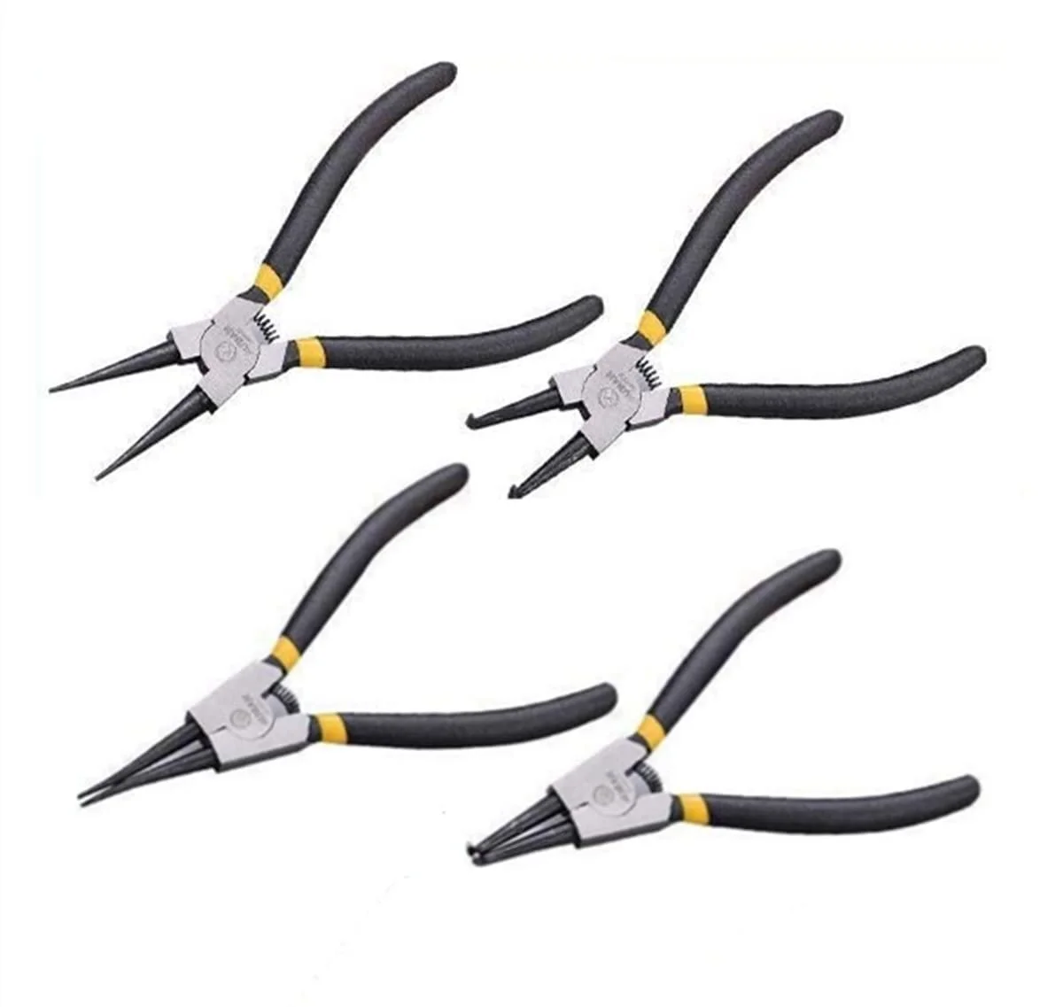 Набор плоскогубцев для стопорных колец 175 мм, 4 шт. с нескользящими ручками и полотняной сумкой, фото №2 Набор плоскогубцев для стопорных колец 175 мм, 4 шт. с нескользящими ручками и полотняной сумкой, фото №2