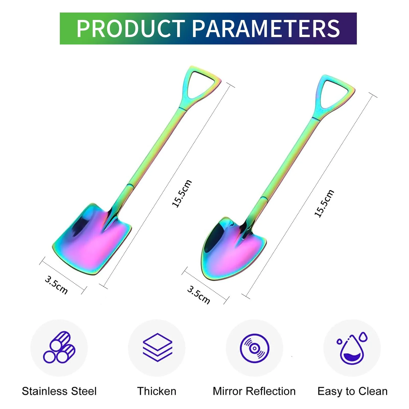 Ложка Spade Spade з нержавіючої сталі Набір 32 шт Різні форми Чотири кольори, фото №2 Ложка Spade Spade з нержавіючої сталі Набір 32 шт Різні форми Чотири кольори, фото №2