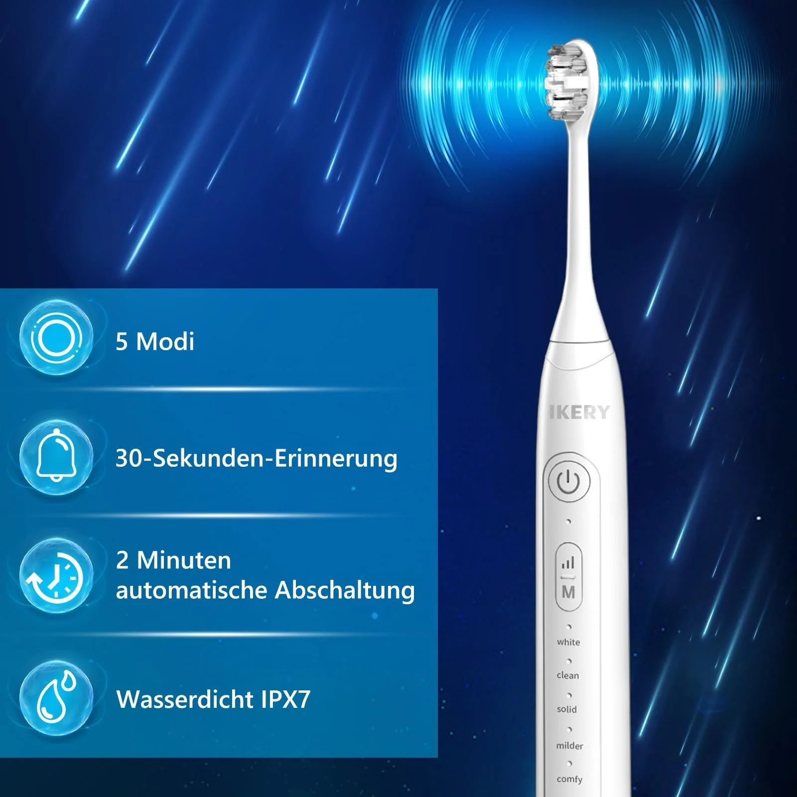 Звуковая электрическая зубная щетка IKERY 5 режимов, фото №6