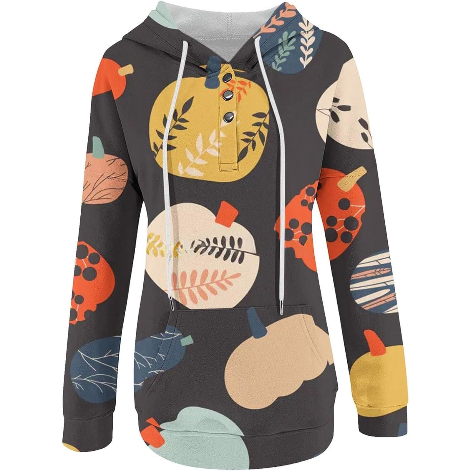 Женская толстовка K\[U+00FC]rbis, длинный рукав, толстовка с капюшоном, Хэллоуин, графический принт тыквы со шнурком, пуловер, топ, блузка, майка, фото №4