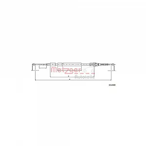 Трос стояночного тормоза METZGER 10.6043 для PEUGEOT задний левый - Фото 1