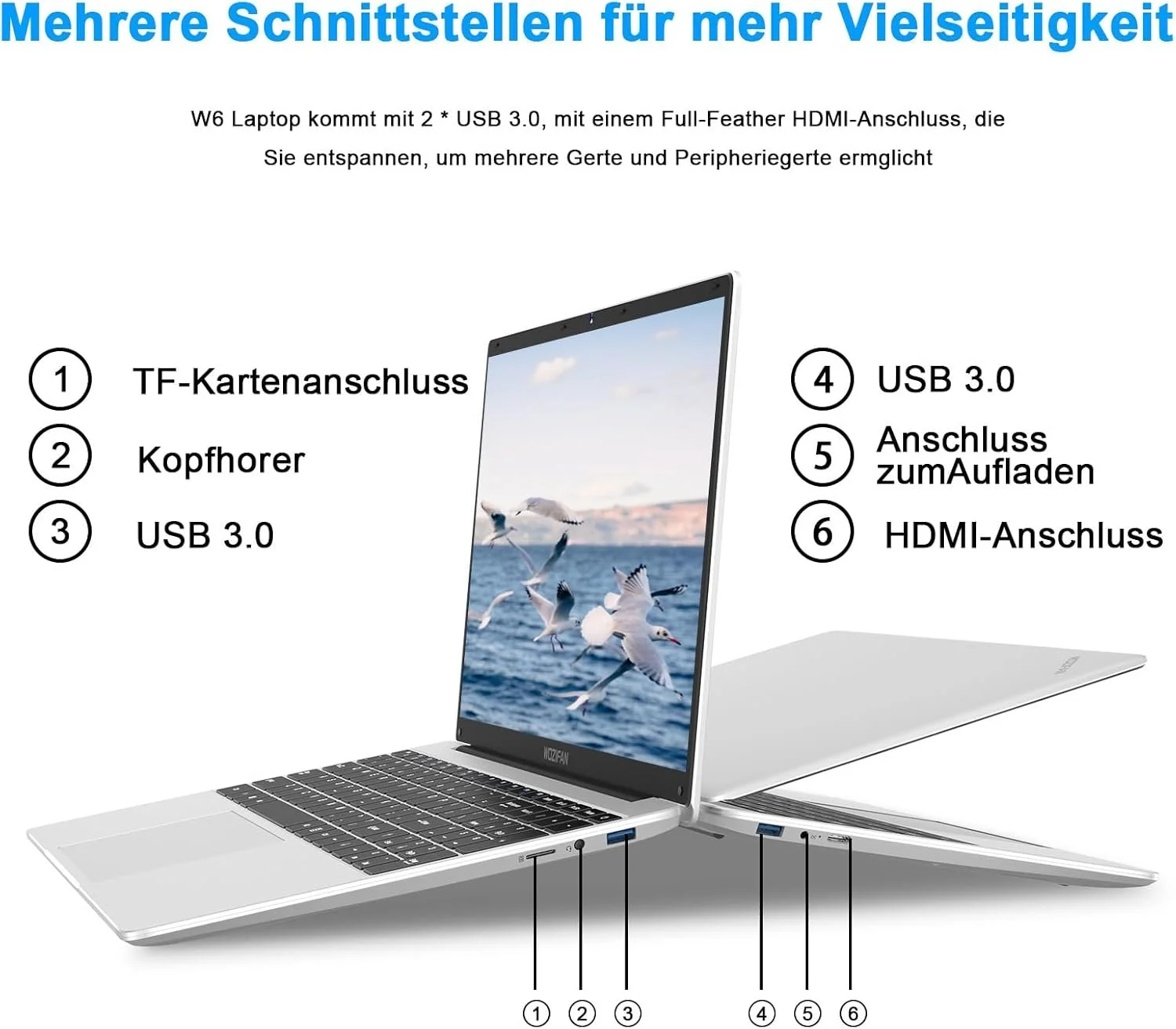 Ноутбук 15.6" WOZIFAN W6 Intel Celeron J4105 RAM 6GB SSD 256GB Windows 11 (UKR), фото №2 Ноутбук 15.6" WOZIFAN W6 Intel Celeron J4105 RAM 6GB SSD 256GB Windows 11 (UKR), фото №2