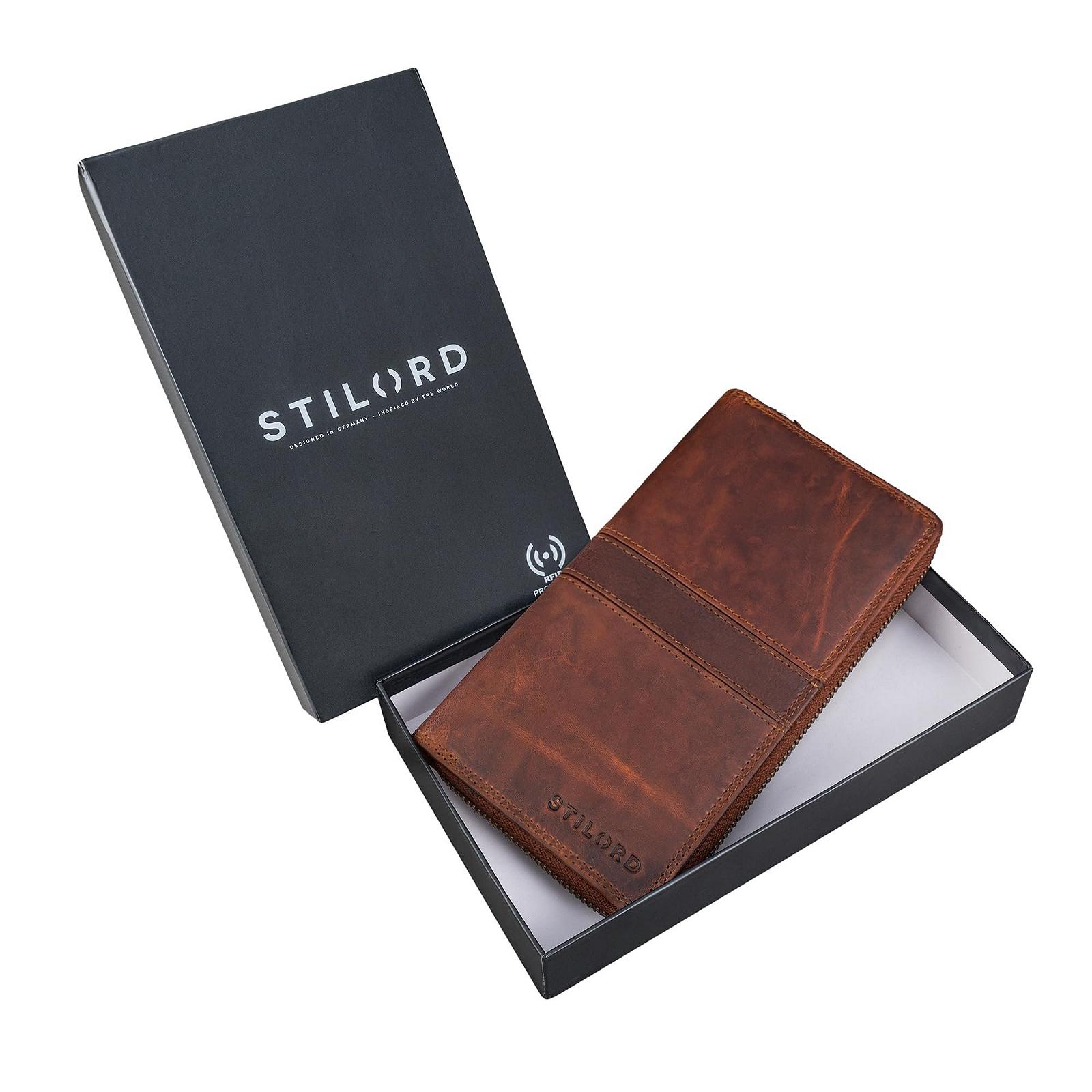 Кошелек STILORD Viola Винтажный Женский Большой RFID Кожаный Длинный Кошелек для карточек Портретного Формата с 8 Отделениями для карточек, монетница, Kara - Коньяк, фото №6