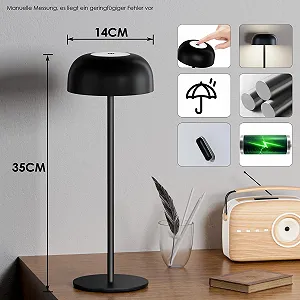 Настільна лампа LED Акумуляторна Бездротова Димер 3 температури Метал IP54 2 штуки synthetic.ua - Фото 1