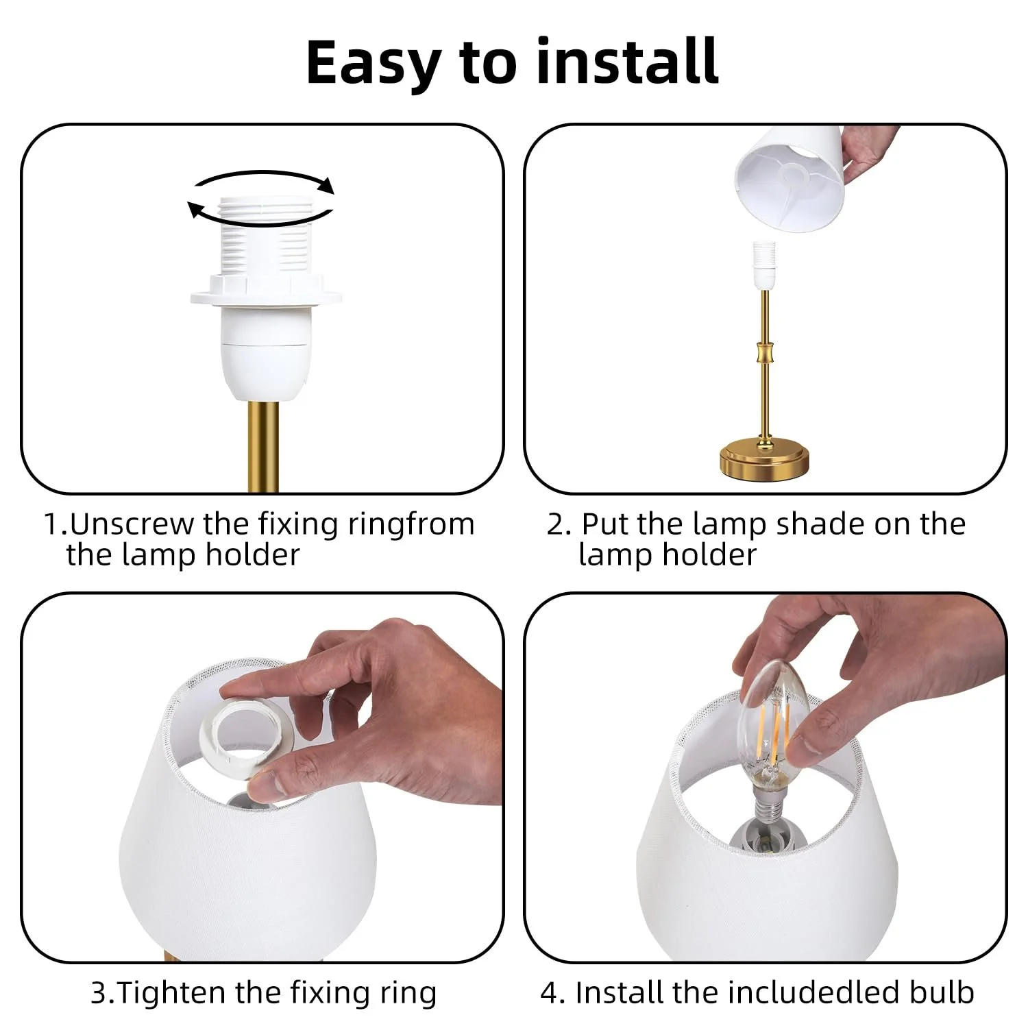 Настільні лампи Totofac Bedside Lamp сенсорні димовані (набір 2 шт.) LED E14 Білий / Золотий, фото №7