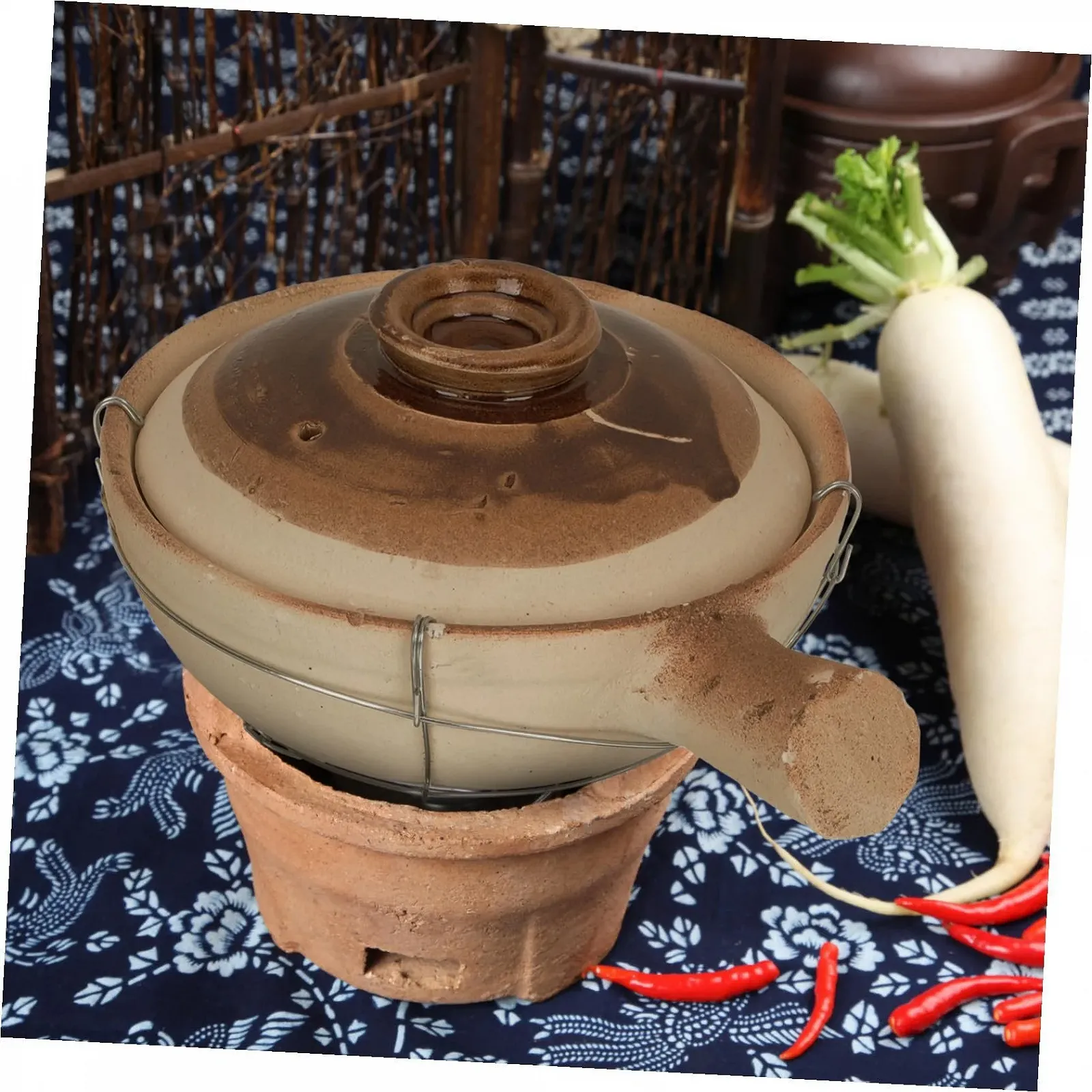 Кастрюля-сотейник Toyvian Глиняная Ручная работа С паровым отверстием, фото №6