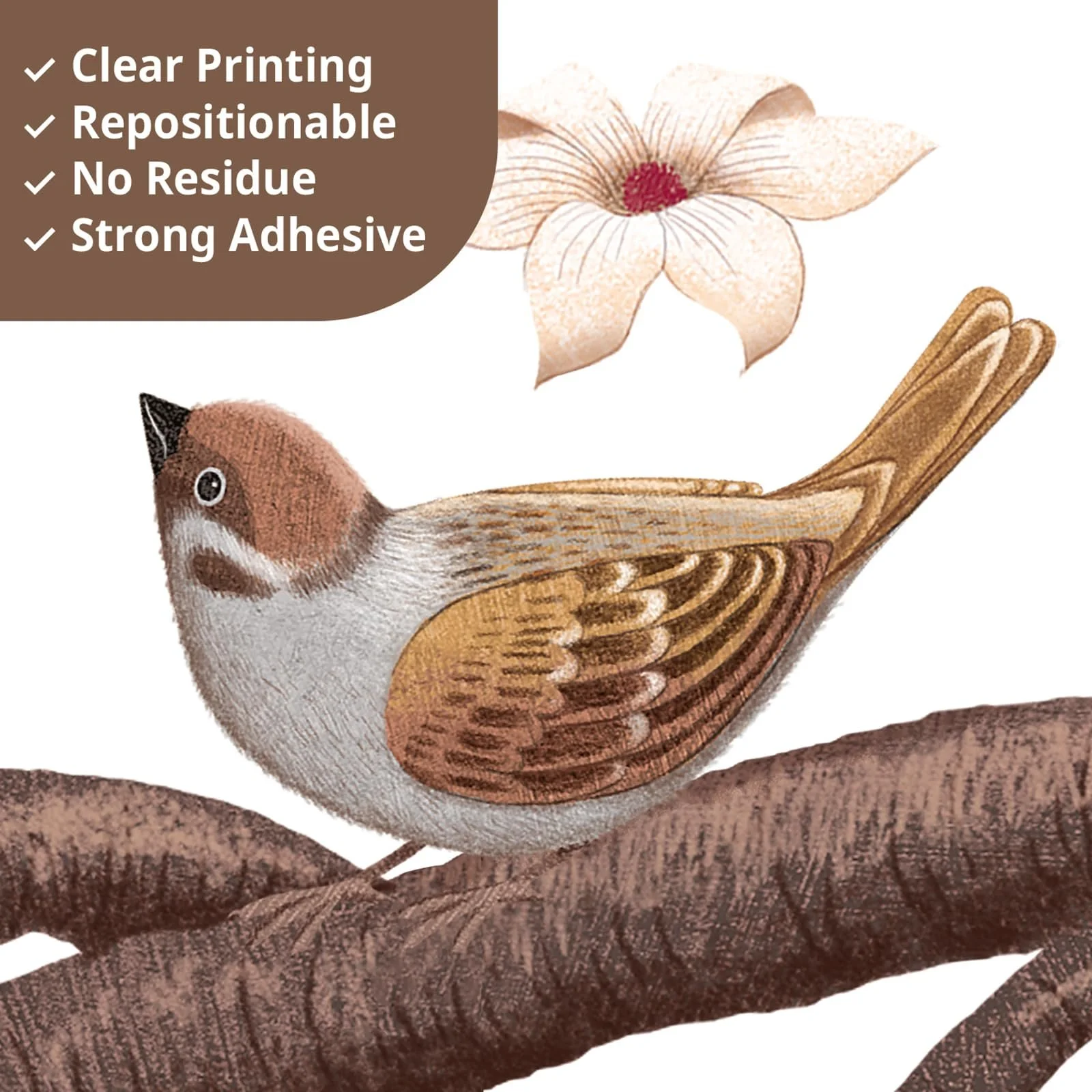 Наклейка на стіну DECOWALL SG4-2317 Східне квіткове дерево квіти птахи маргаритки мандала, фото №5 Наклейка на стіну DECOWALL SG4-2317 Східне квіткове дерево квіти птахи маргаритки мандала, фото №5