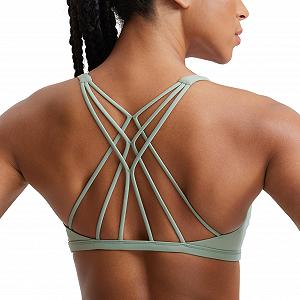 Спортивный бюстгальтер CRZ YOGA Spaghetti Crossed Back Crop Top без косточек со съемными чашками для йоги - Фото 1