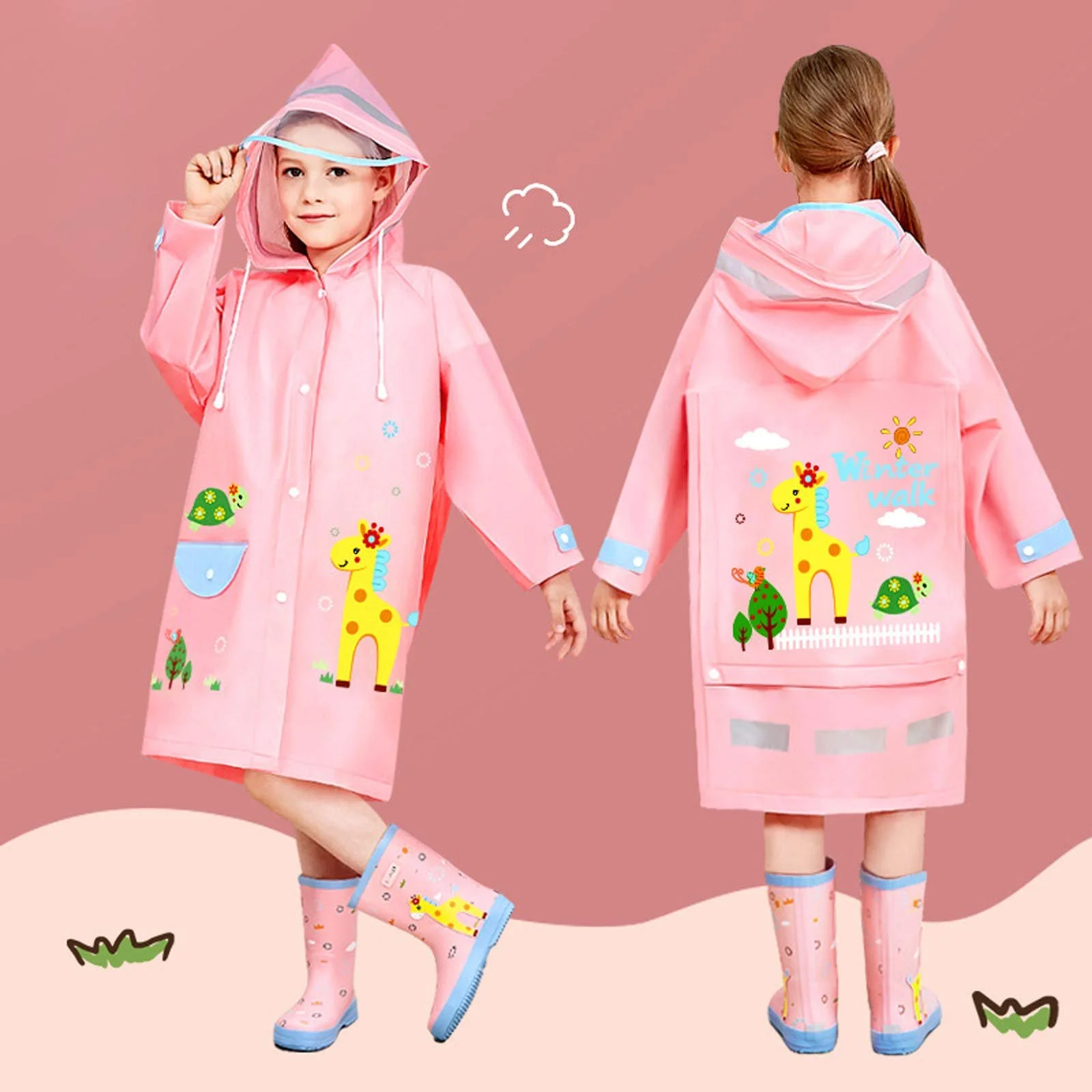 Ветровка Детская с капюшоном Пончо для девочек, фото №2