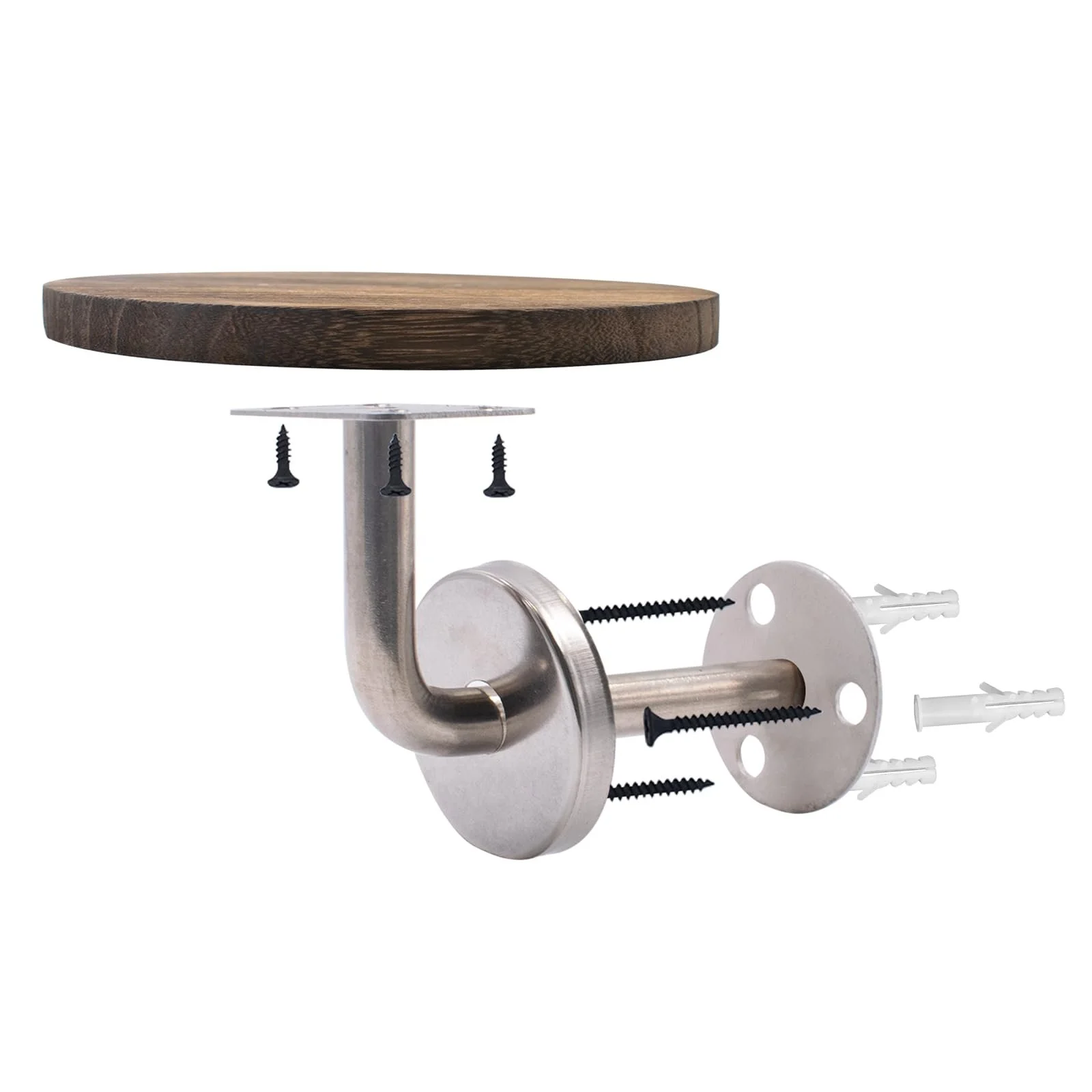 Настінні полиці для квіткових горщиків Набір із 2 штук 15 см Нержавіюча сталь та дерево, фото №3