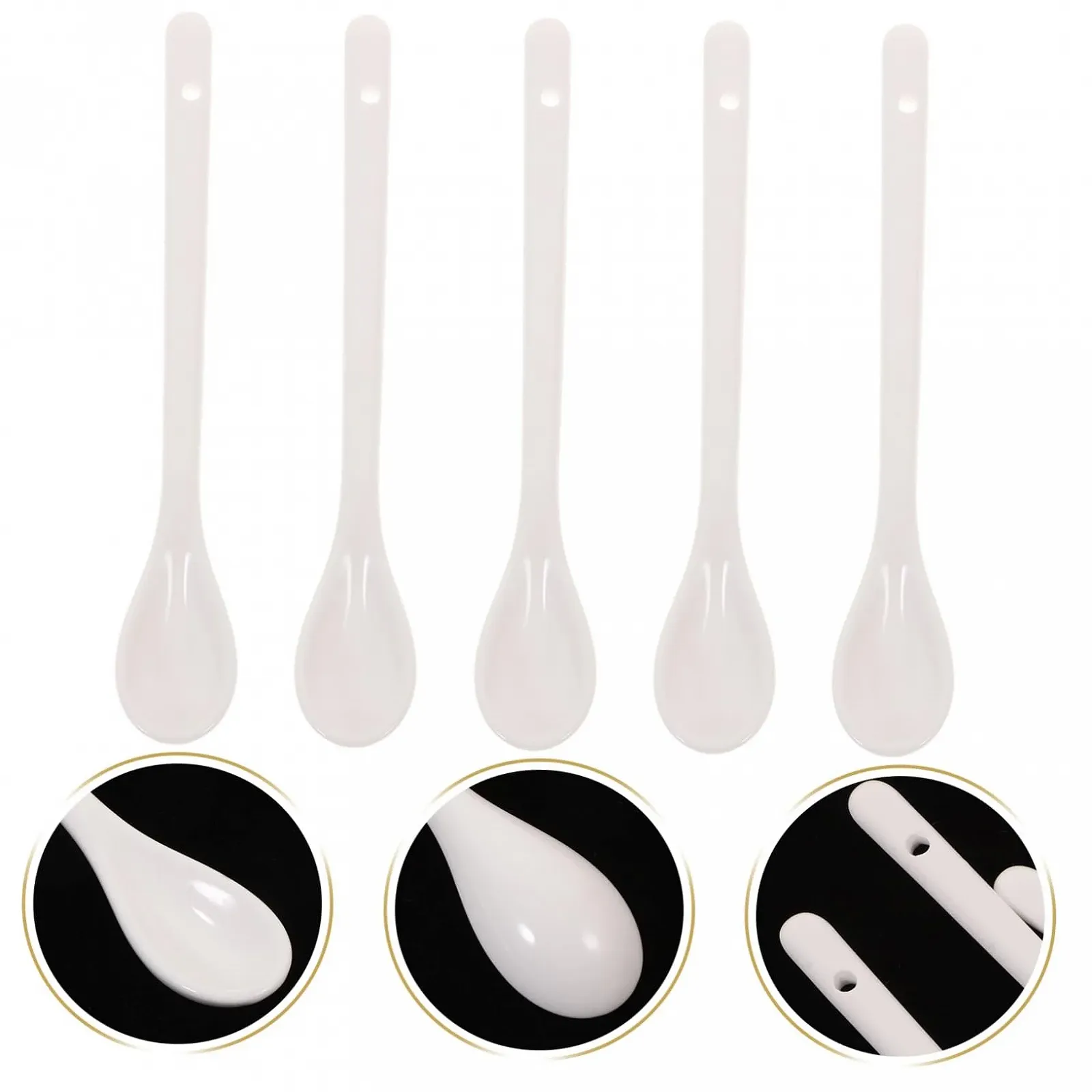 Ложка керамическая с длинной ручкой Porcelain для супа, каши, риса, универсальная, можно мыть в посудомоечной машине, прочная, упаковка из 5 штук, белая, фото №2 Ложка керамическая с длинной ручкой Porcelain для супа, каши, риса, универсальная, можно мыть в посудомоечной машине, прочная, упаковка из 5 штук, белая, фото №2