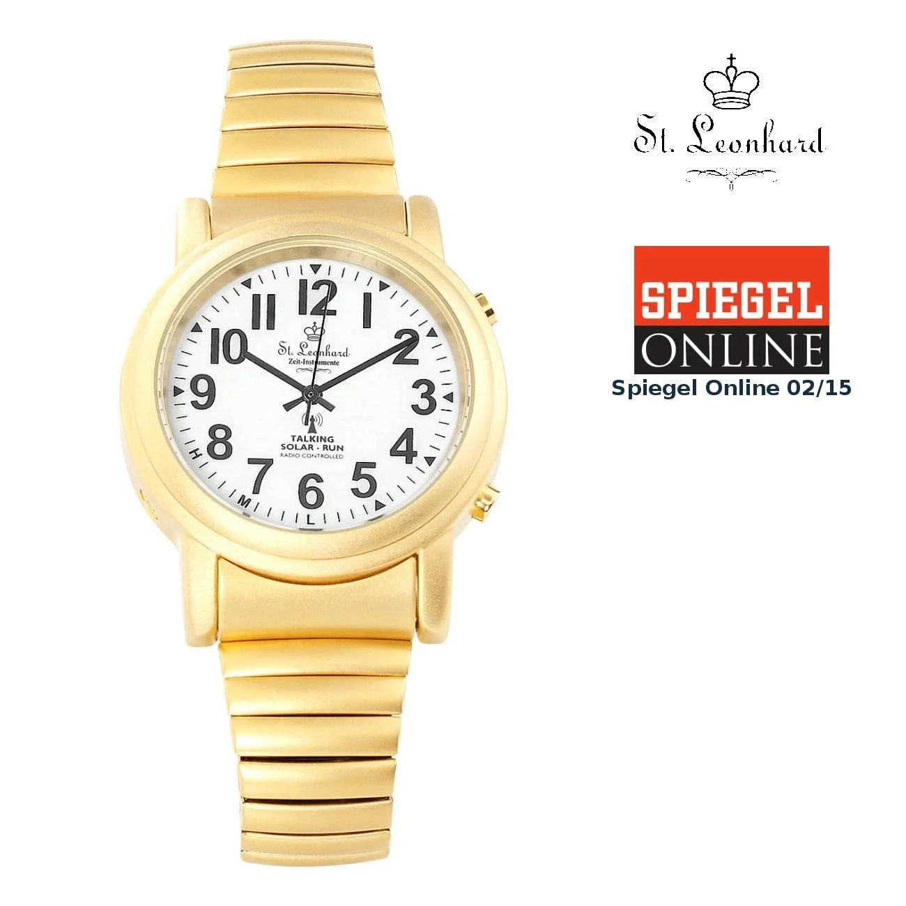 Говорячий годинник St. Leonhard для літніх людей: Говоряче радіо та сонячний годинник для літніх людей, позолочений, фото №2