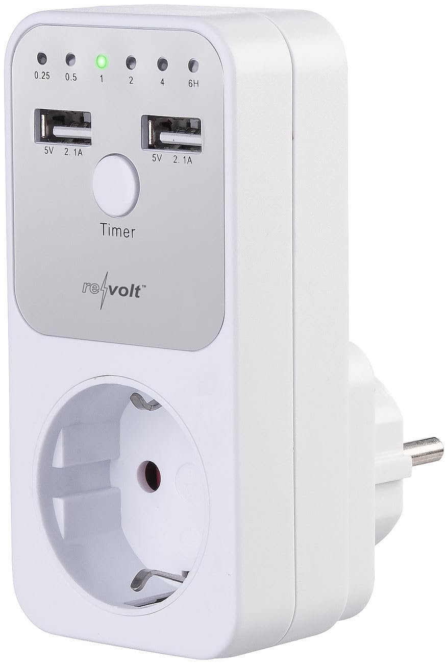 Розетка з таймером зворотного відліку revolt 4 шт. 230 В 2 USB-A, фото №6