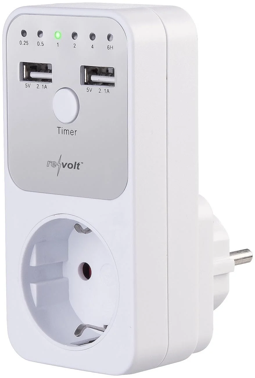 Розетка з таймером зворотного відліку revolt 4 шт. 230 В 2 USB-A, фото №6