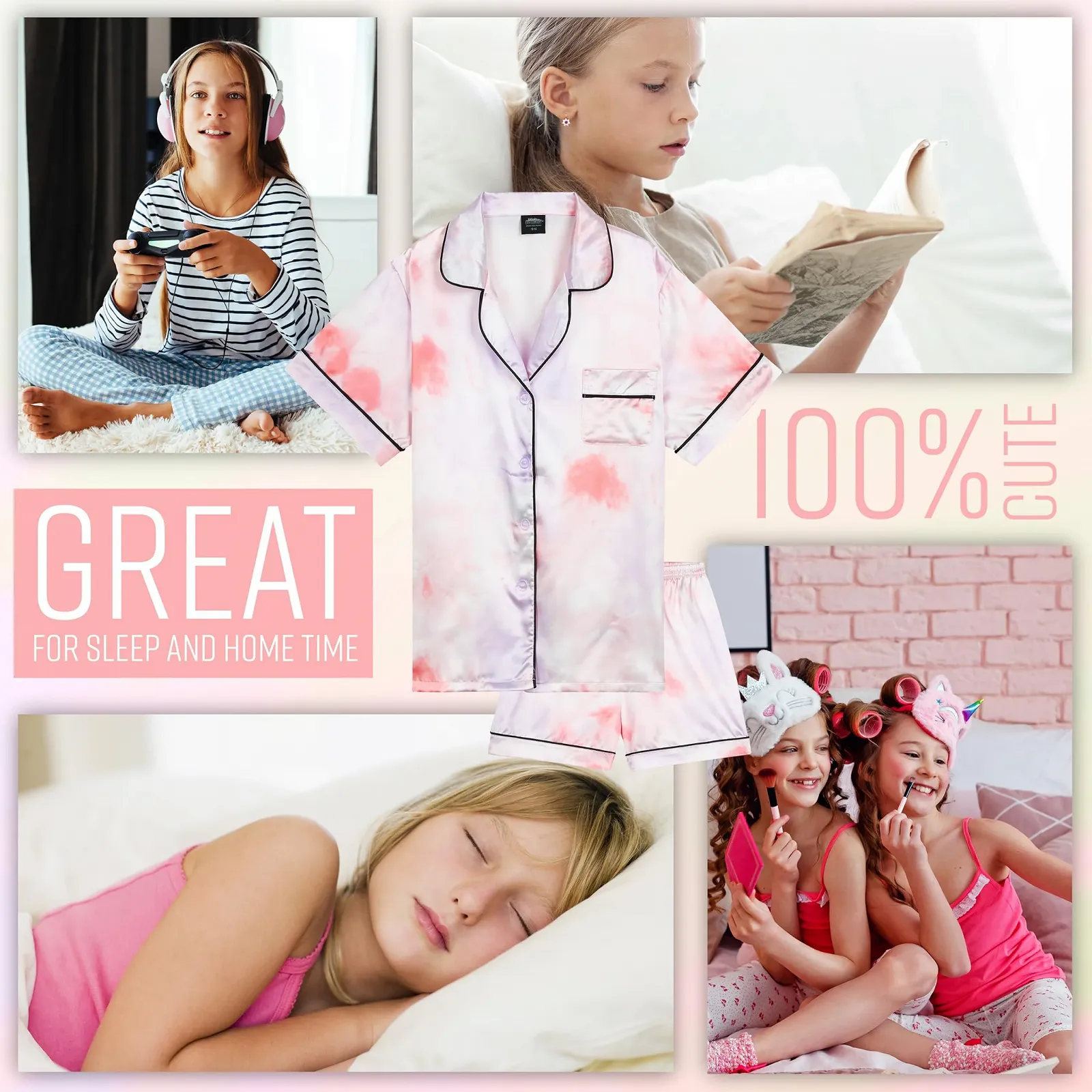 Комплект пижамы CityComfort для девочек, короткий, атласный. Детская пижама, мягкая, дышащая, летняя пижама с короткими рукавами. Комплект домашней одежды, фото №2 Комплект пижамы CityComfort для девочек, короткий, атласный. Детская пижама, мягкая, дышащая, летняя пижама с короткими рукавами. Комплект домашней одежды, фото №2